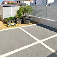 Cou et accès maison en béton poreux et pavés, Sables d'Olonne