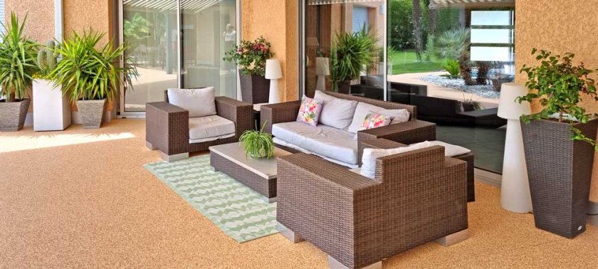 Terrasse en moquette de marbre