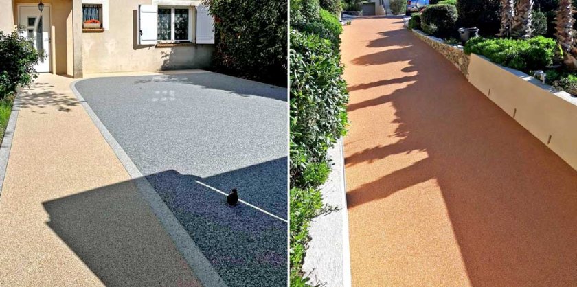 Entrée carrossable en moquette de marbre